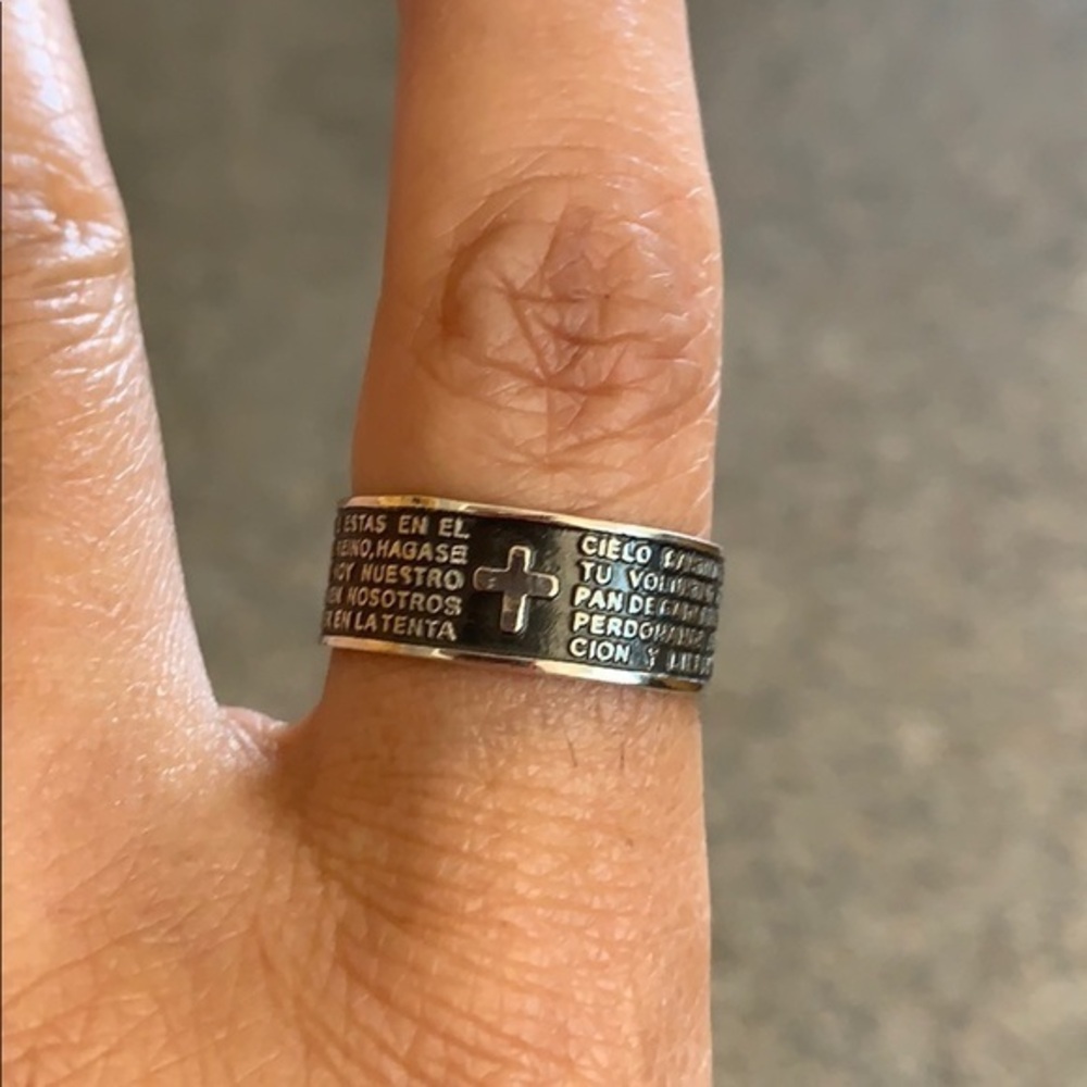 8mm Cross Religions Sterling Silver Wedding Band
